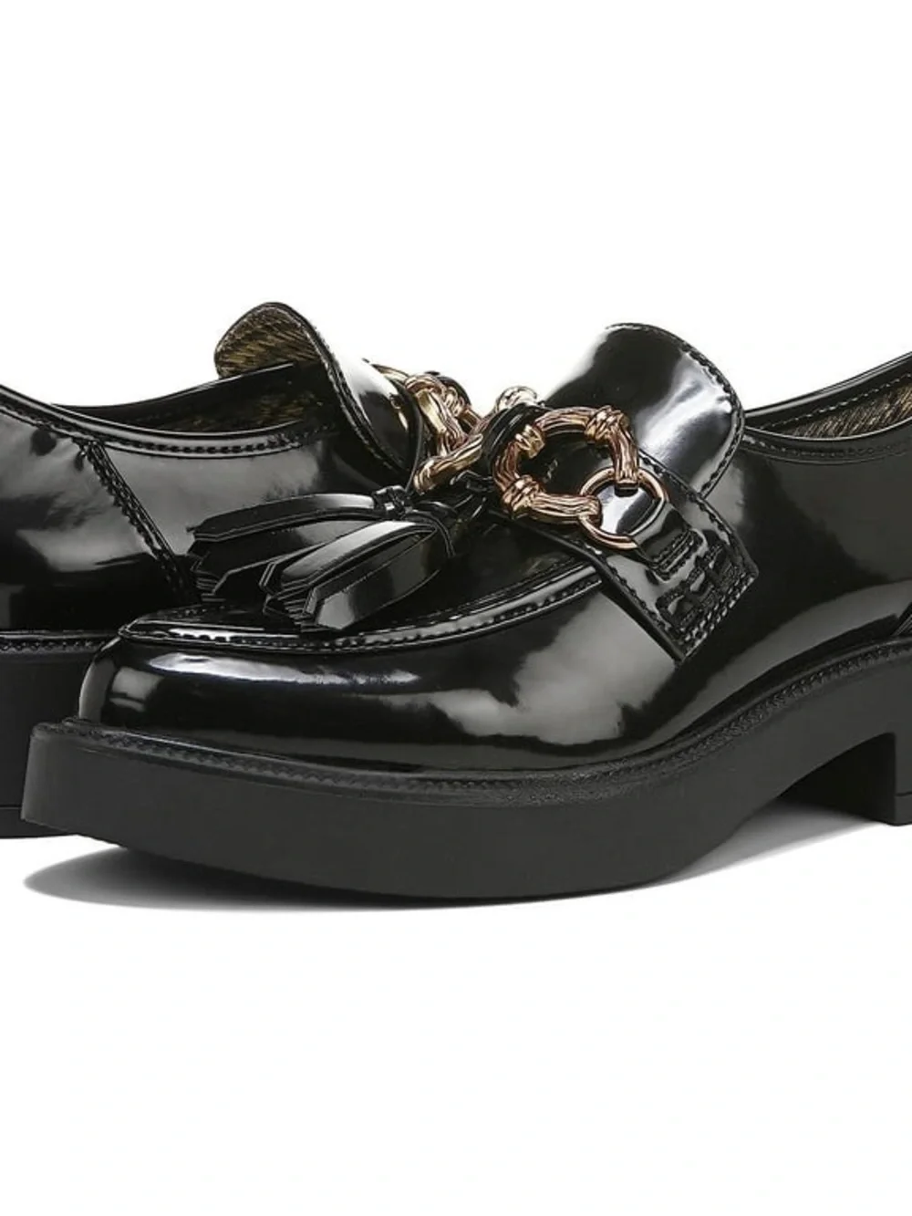 NWT Circus by Sam Edelman Patent Black Tassel Loafers with Gold Accent 6.5